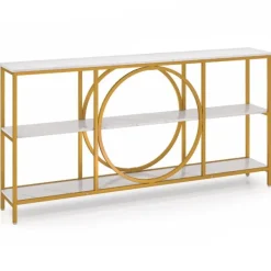 Northix Småbord>Konsolbord med 3 våningar, metallram, vit