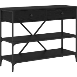 vidaXL Sideboards>Konsolbord med låda med hylla Svart Ek 100 x 34,5 x 75 cm trä