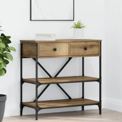 vidaXL Sideboards>Konsolbord med låda med hylla Brun 100 x 34,5 x 75 cm trä