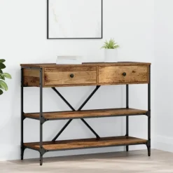 vidaXL Sideboards>Konsolbord med låda med hylla Brun 100 x 34,5 x 75 cm trä