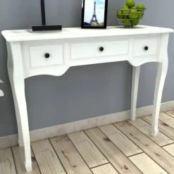 vidaXL Sminkbord>Konsolbord med tre lådor vit