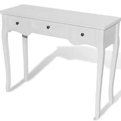 vidaXL Sminkbord>Konsolbord med tre lådor vit