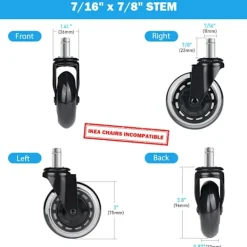 Kontorsmöbler>Kontorsstol Hjul Hjul 3" Rollerblade Gummi Ersättning (5st)