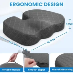 Stolar>Kontorsstol Kudde Extra Stor Memory Foam Sittdyna, Ergonomisk Sittdyna för att Lindra Ischias och Smärta Orsakad av Långvarigt Sittande grå