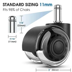 Kontorsmöbler>Kontorsstols Hjul, 2 Tums Ersättningsmjuka Tysta Hjul för Arbets- och Spelsstol, Tunga