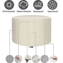 Sittpuffar>Kraftig 420d Oxford Rund Trädgårdsmöbelöverdrag Vattentätt Inomhus Utomhus Cirkulärt 185 x 110 cm