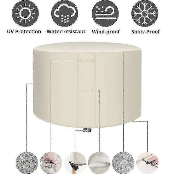 Sittpuffar>Kraftig 420d Oxford Rund Trädgårdsmöbelöverdrag Vattentätt Inomhus Utomhus Cirkulärt 185 x 110 cm