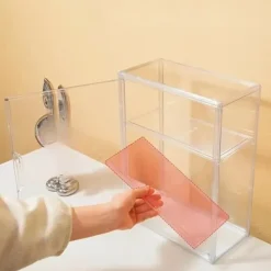 Skåp>3-lagers Genomskinlig Akryl Displaymonter med Magnetdörr - Justerbara Inre Lager för Samlingar | Transparent Skrivbordsmonteringshylla...