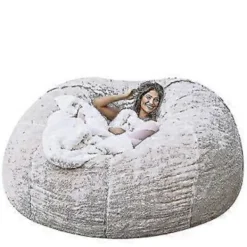 Sittsäckar>Lat soffa Sittpuff Konstgjord päls Sittpuff Bönpåse (135cm*65cm vit)