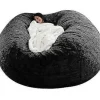 Sittsäckar>Lat soffa Sittpuff Konstgjord päls Sittpuff Bönpåse Soffa (150cm*75cm svart)