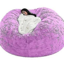 Sittsäckar>Lat soffa Sittpuff Konstgjord päls Sittpuff Bönpåse Soffa (150cm*75cm lila)