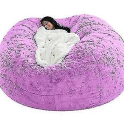 Sittsäckar>Lat soffa Sittpuff Konstgjord päls Sittpuff Bönpåse Soffa (150cm*75cm lila)