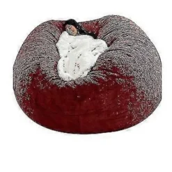 Sittsäckar>Lat soffa Sittpuff Konstgjord päls Sittpuff Bönpåse Soffa (135cm*65cm vinröd)