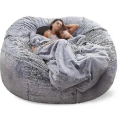 LAIQIANKUI Sittsäckar>Lazy Sofa Bean Bag Konstgjord päls Bean Bag Bean Bag (135cm*65cm, snögrå) none