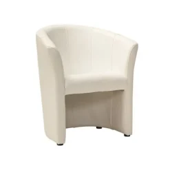 AC-DÉCO Fåtöljer>Läderfåtölj - Krämvit - H 76 x L 67 x P 60 cm