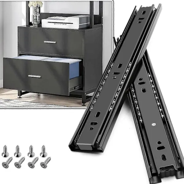 NICEGOU Skåp>Lådskena med stötdämpare, 45 kg lastkapacitet med kullager 200 250 300 350 400 450 500 550 600 mm full förlängning, sidomontering