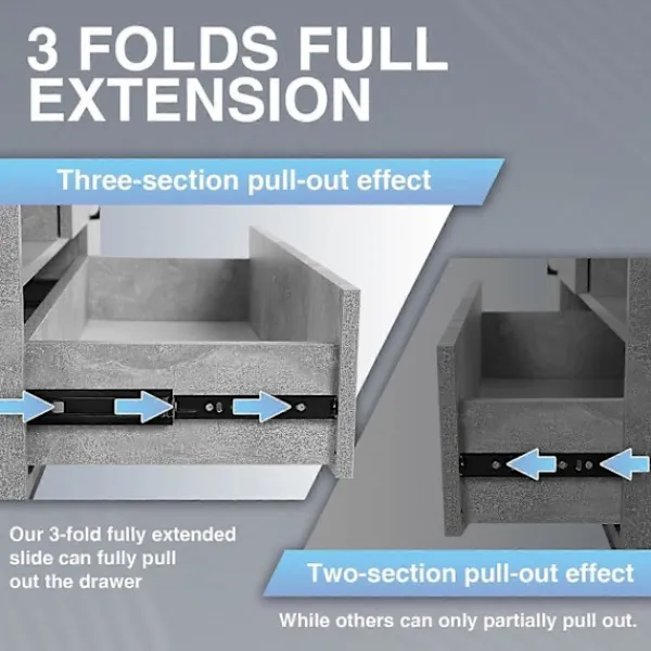 NICEGOU Skåp>Lådskena med stötdämpare, 45 kg lastkapacitet med kullager 200 250 300 350 400 450 500 550 600 mm full förlängning, sidomontering