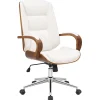 BellaFurn Kontorsmöbler>Ledningskontorsstol - läderstol - Ergonomisk komfort, lyxig design | Färg: Valnöt/vit