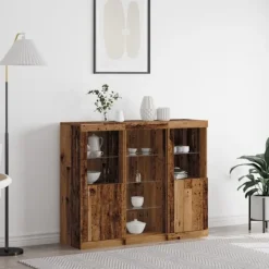 vidaXL Skåp>LED-sido bord Gammalt trä 123 x 37 x 100 cm Konstruerat trä