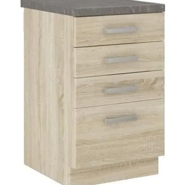 AUCUNE Byråer>Lågskåp med 4 lådor med bänkskiva - Sonoma ekfinish - L 40 x D 51,6 x H 85 cm - LASSEN