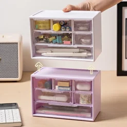 Byråer>Liten Byrå för Skrivbord, Plastförvaringslådor, Mini Förvaringslåda, Transparent Förvaringstorn med 6 Lådor för Förvaring av Smådelar