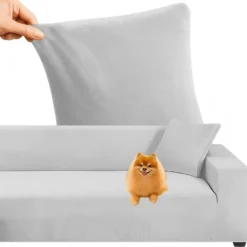 Northio Soffor>Ljusgrå Sofföverdrag, 145-185cm, Stretchtyg