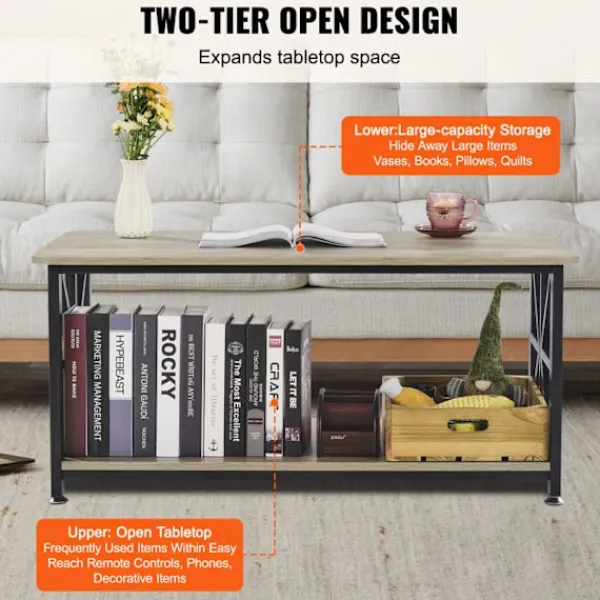 DUOKU Soffbord>Längdbord - - KLLT-07 - Brun och Svart - 100 cm - Öppen Förvaring