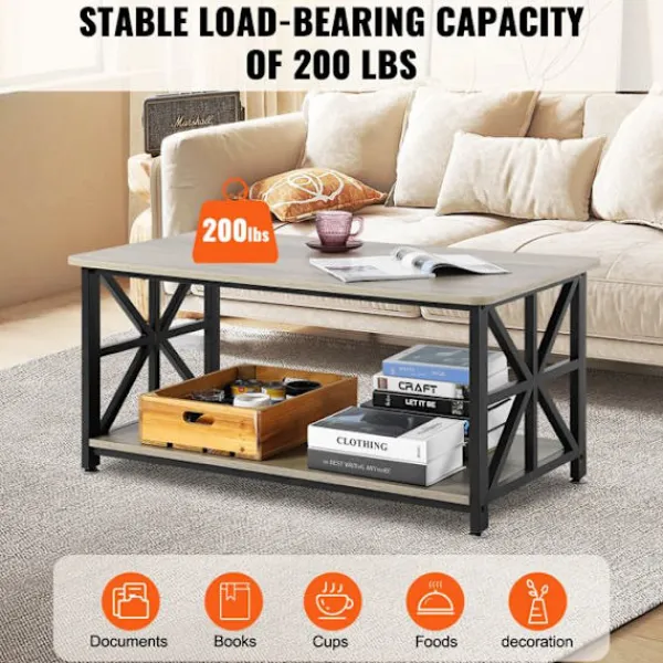 DUOKU Soffbord>Längdbord - - KLLT-07 - Brun och Svart - 100 cm - Öppen Förvaring