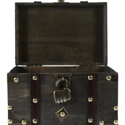 Kistor & Koffertar>Låsbar Förvaringslåda Piratskattkista Med Lås Stor Kapacitet Trälåda Kompatibel med Organisera Smycken 1-pack 22.00X15.00X13.50CM