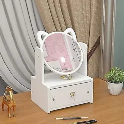 Sminkbord>Makeup Organizer Kosmetisk Förvaringsdisplaylådor Med Spegel För Badrum, Byrå, Fåfänga Och Bänkskiva