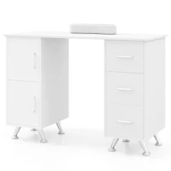 B2X Sminkbord>Manikyrbord med lådor skåp & Handledsstöd manikyrbord vitt