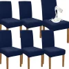 Stolar>(Marinblå) 6-pack premium vattentäta elastiska stolsöverdrag för höga stolar