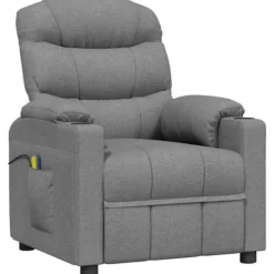 vidaXL Fåtöljer>Massagefåtölj ljusgrå tyg