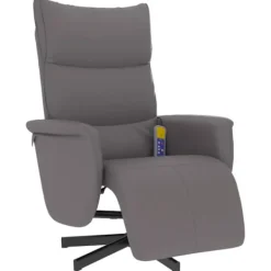 vidaXL Fåtöljer>Massagefåtölj med fotstöd grå konstläder