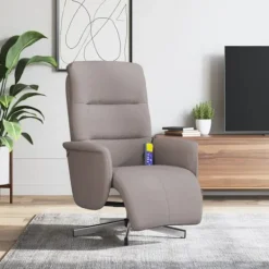 vidaXL Fåtöljer>Massagefåtölj med fotstöd taupe tyg