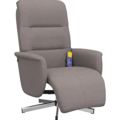 vidaXL Fåtöljer>Massagefåtölj med fotstöd taupe tyg