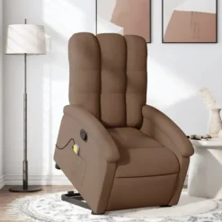 vidaXL Fåtöljer>Massagefåtölj med uppresningshjälp brun tyg
