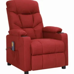 vidaXL Fåtöljer>Massagefåtölj med uppresningshjälp vinröd tyg