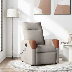vidaXL Fåtöljer>Massagefåtölj taupe tyg