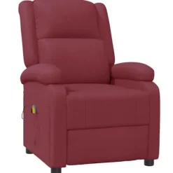 vidaXL Fåtöljer>Massagefåtölj vinröd konstläder
