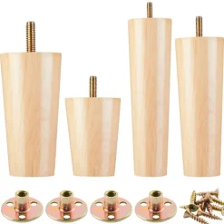 Sminkbord>Massiva Trä Möbelben Stolsben Sminkbord Ben Soffa Ersättningsben med Gummifötter och Förborrade Skruvar (20cm)