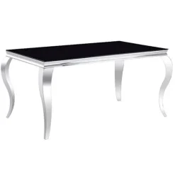 AC-DÉCO Matbord>Matbord i glas - Svart och silver - 6 platser - L 150 cm H 75 cm x P 90 cm