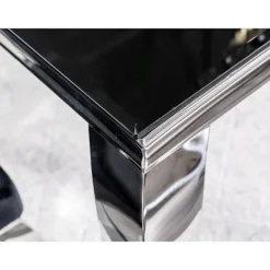 AC-DÉCO Matbord>Matbord i glas - Svart och silver - 6 platser - L 150 cm H 75 cm x P 90 cm