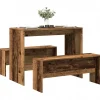 vidaXL Matgrupper>Matbord med bänkar 3 delar gammalt trä konstruerat trä