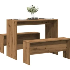 vidaXL Matgrupper>Matbord med bänkar 3 delar ek konstruerat trä