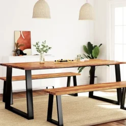 vidaXL Matgrupper>Matbord med levande kant 200x90x75 cm massivt akaciaträ