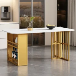 Matbord>Matbord, modernt matbord, rektangulärt matbord, kaffe- och fritidsbord, modernt enkelt matbord, vitt