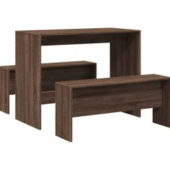 vidaXL Matgrupper>Matbord och bänkset 3 delar i konstruerat trä