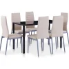 vidaXL Matgrupper>Matbord och stolar 7 delar cappuccino