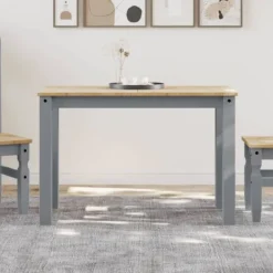 vidaXL Matgrupper>Matbord Panama grå 117x60x75 cm massiv furu